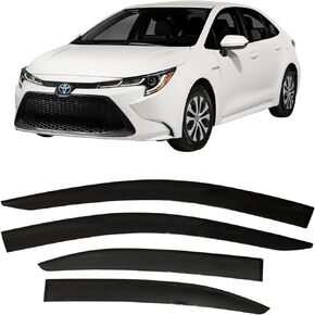 2019-2024 Tape-On Side Window Visor Deflectors for Toyota Corolla Sedan L LE SE XLE Hybrid Dark Tinted Rain Guards 2020 2021 2022 2023