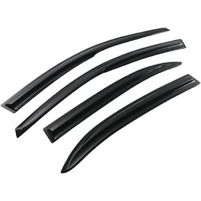 IKON MOTORSPORTS Tape On External Window Visor, Compatible with 2003-2008 Toyota Corolla 9th Gen, Acrylic Smoke Tinted & Semi-Transparent Sun Rain Shade Guard Wind Vent Air Deflector