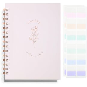 Undated Weekly and Monthly Planner Spiral Bound- Weekly Goals Notebook, Daily Planner, To Do List, Habit Tracker, Hardcover, Aesthetic, Stylish School or Office Supplies (6.1" x 8.4" - Green)