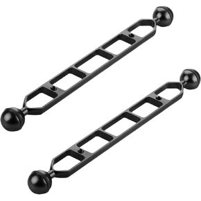 Black 11" Double Ball Aluminum Alloy Extension Arm, 1" Ball Head Connector Underwater Arm for Strobe/Video Light/Diving Camera Tray, Waterproof and Rustproof (2pack)