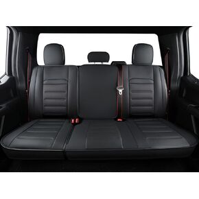 LUCKYMAN CLUB F150 Faux Leather Seat Covers, fit for 2015-2024 F150 SuperCrew, and 2017-2024 F250 F350 F450 Super Duty Crew Cab(Full Set, Black&Gray)