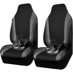 CAR PASS® AquaShield Neoprene Waterproof Car Seat Covers for Front Seats Only, High Back Bucket Seat Cover,Airbag Compatible,Line Rider Seat Covers Universal Fit for Truck Van SUV (Black and Gray)