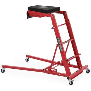 M-AUTO Foldable Topside Automotive Engine Creeper, 50.5-67.5 Inches Adjustable Working Height Topside Garage Creeper with 4 Casters and Padded Deck for Home, Garage, and Workshop, Red