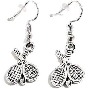 Tennis Earrings, Tennis Jewelry, Sports Earrings, Gift for Tennis Players, Gift for Sports Lovers, Tennis Charm, Tennis Dangling Earrings
