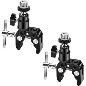 Super Clamp Mic Clip Microphone Holder with Ball Head and Thread Adapter - 2 Pieces, Compatible with Microphones, Max Load 3.3lb/1.5kg