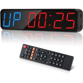 Gym Timer, Portable, Interval Timer with Rechargeable Battery and Built-in Magnet, Large LED Digital Anti Vertigo Display, Upgraded Workout Clock for Home Gym Garage Fitness