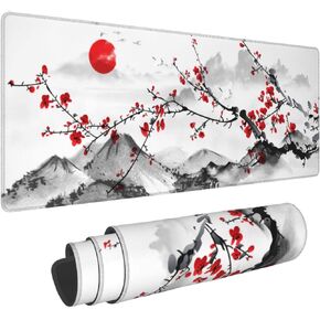 Topographic Contour Black Gaming Mouse Pad XL Geographic Map Lines Extended Big Large Desk Mat Non-Slip Rubber Base Stitched Edge Long Keyboard Mousepad for Office Home and Game,31.5x11.8 Inch