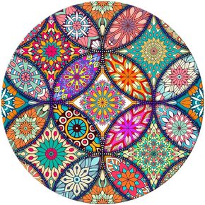 BOSOBO Mouse Pad, Round Mandala Mouse Mat, Cute Mouse Pad with Design, Non-Slip Rubber Base Mousepad with Stitched Edge, Waterproof Women Office Mouse Pad, Small Size 7.9 x 7.9 Inch, Pretty Mandala
