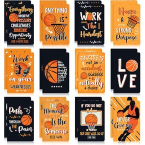 24 Pieces Mini Basketball Inspirational Notepad Basketball Party Favor Small Memo Spiral Journal Notebook Pocket for Kid Teenager Classroom Basketball Birthday Party Supplies Sports Gift Bulk Prizes