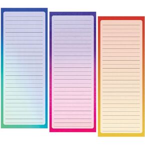 Magnetic Note Pads Lists for Fridge | Full Magnet Back Writing Pads for Grocery Lists, Shopping List, To Do List | Ombre Refrigerator Memo Pads | 60 sheets, 9.5" x 3.5" (3-Pack)