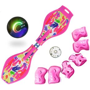 My J Board All-in-one Spring Pink S, Compact Lightweight Caster Board, Best fit for Kids 6+, Fall Prevention Safety Product [Protector, Replacement Tire, Maintenanc Accessories, Carry Bag Included]