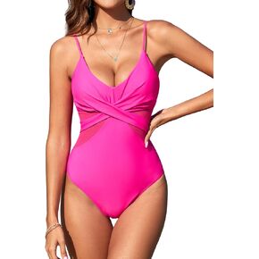 ZAFUL Women Plunging One Piece Swimsuit Backless Cross Tie High Cut Thong One-Piece Bathing Suit