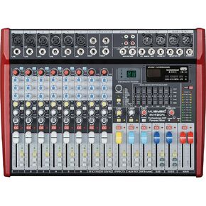 MUSYSIC 10 Channel 4800W Pro-Series Digital Audio Mixer Audio Sound Board with DJ Mixer Board Capabilities, 24-bit FX, 7 Band GEQ, Built-in Amplifier, 48V and Sound Mixer USB/SD/FM/WMA Outputs