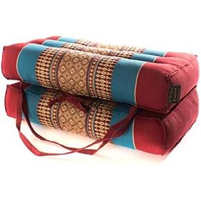 وسادة كبيرة قابلة للطي - عنابي/أزرق - حشوة كابوك عضوية، تستخدم مطوية وغير مطوية للتأمل، دعامة يوجا ناعمة، وسادة محمولة in Kuwait