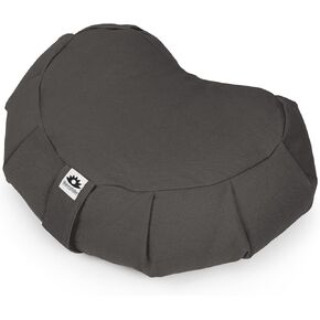 Meditation Cushion (Anthracite) Crescent, Buckwheat Husk Filled, Floor Pillow or Cushions, Yoga Seat, Zafu, Made in The USA