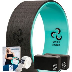 pete's choice Yoga Set for Beginners – Yoga Wheel Kit + 2 Yoga Blocks, Bonus eBook & Free Yoga Strap | Yoga Starter Kit for Beginners | Ideal Yoga Gift
