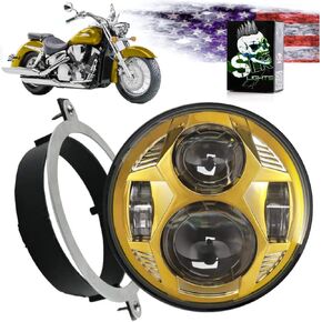 VTX 5.75 inch Round LED Projector Daymaker Headlight with Bracket and Hardware – Easy to Install, Plug and Play Motorcycle Headlight Compatible with Honda VTX 1300, VTX 1800 (Black)