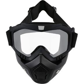 Motorcycle Goggles with Removable Face Mask - Dirt Bike ATV Motocross Eyewear Anti-UV Adjustable MX Riding Offroad Cycling Motorbike Protective Glasses Racing Combat Tactical Military Goggles