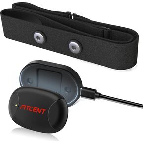 FITCENT Rechargeable Heart Rate Monitor Chest Strap 5.3 kHz/Bluetooth 5.0/ANT+, Peloton Heart Rate Monitor, Chest Heart Rate Monitor for Strava Zwift DDP Yoga