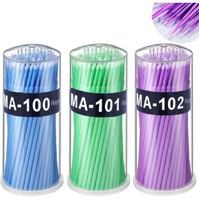 300 Pcs Repair Paint Brushes，Touch Up Paint Brushes, for Automotive Paint chip Repair, Clearance Cleaning, Available in 2.5 mm,2.0mm and 1.5 mm(L:2.5mm,Blue/M:2.0mm,Green/S:1.5mm, Purple)