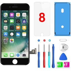 QTlier for iPhone 8 Screen Replacement, LCD Display Touch Screen Digitizer Assembly with Repair Tools+Adhesive Strips+Screen Protector for A1863, A1905, A1906 (Black, 4.7 Inch)