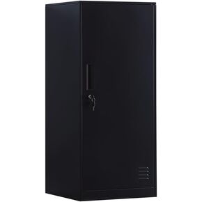 1 Door Metal Vertical Storage Locker for Kids Bedroom, Children Room, School, Office, Home,Stackable Steel Storage Cabinet for Toys, Sports Equipment,Anti-Falling Device.(Black, 1D)