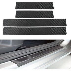 Door Sill Plate Protectors for Car - Universal Door Entry Guards Sill Scuff Cover Panel Step Protector, Welcome Pedal Protector Cover, Carbon Fiber, 4pcs/Set
