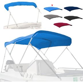 4 Bow Marine Grade Fade and Crack Resistant Bimini Top Replacement Cover, Heavy-Duty Waterproof and UV-proof Sun Shade Boat Canopy, Easy Install Zipper Sleeve Boat Awning/Without Frame,Black