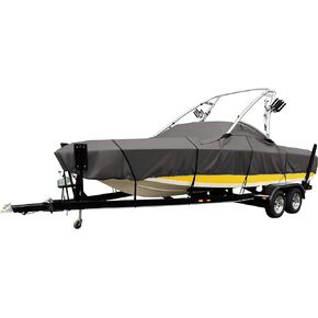 Classic Accessories StormPro Dark Grey Heavy-Duty Ski & Wakeboard Tower Boat Cover, 20 - 22' L, beam width to 106" W, Marine Grade Fabric, Water-Resistant, Fits V-Hull Runabouts OutBoards and I/O