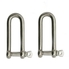 JY-Marine Long D Shackle Stainless Steel Shackle Load Clamp for Chains Wirerope Lifting Paracord Outdoor Camping Survival Rope Bracelets 5/32 Inch 4mm Marine Grade,2pk