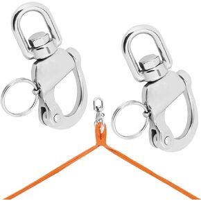2 Pack Swivel Eye Snap Shackle, 316 Stainless Steel Marine Sailboat Shackles, Quick Release Snap Hook Boat Shackles Sailboat Hardware for Sailing Rigging Shackles