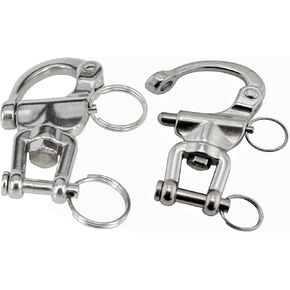 Pair of 2-3/4" Jaw Swivel Snap Shackle 316 Stainless Steel Metal Clasps，Quick Release Snap Hook for Sailing Rigging Shackles