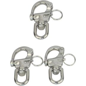 316 Stainless Steel Swivel Snap Shackles Marine Bail Shackles with Quick Release Pin for Boat, Dogleash, Bracelet, Camera of 3 Pcs