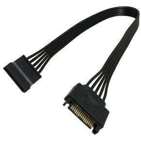 SATA Power Extension Cable 11.8Inch Black 15Pin SATA Male to Female Extender Cable Adapter for HDD Hard Drive