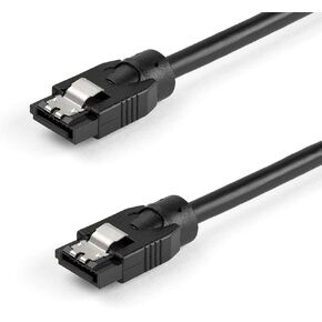 StarTech.com 24 Inch (60cm) Round SATA Cable - Latching Connectors - 6Gbs SATA Data Cord - SATA Hard Drive Power Cable - Black (SATRD60CM)