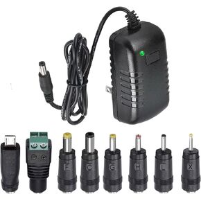 AC Adapter, 12V/2A AC DC Switching Power Supply Adapter(Input 100-240V, Output 12V 2A) with DC Connector 12V / 2A（1 Pack）