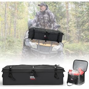 KEMIMOTO ATV Gear Bag for Front Rear Rack, ATV Storage Bags Water-Resistant Adjustable Divider Board Additional Cooler, Rack Bag Compatible With Polaris Sportsman Fourtrax Kawasaki Arctic Cat