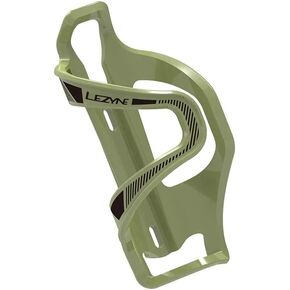 Lezyne Flow SL Enhanced | Bike Water Bottle Cage, Composite, Right, Army Green, 48g, Road, Mountain, Gravel Cycling Water Holder