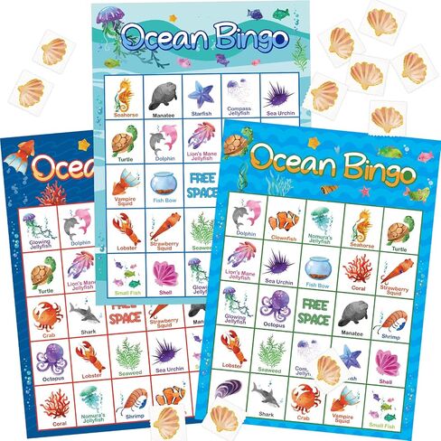 FANCY LAND Ocean Bingo Game 24 Players for Kids Under Sea Party Game Supplies in Saudi Arabia