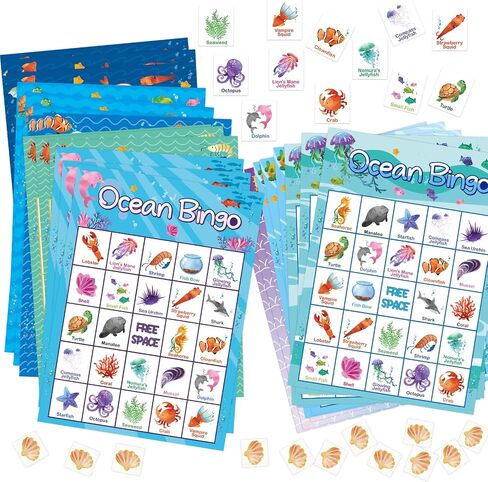 FANCY LAND Ocean Bingo Game 24 Players for Kids Under Sea Party Game Supplies in Saudi Arabia