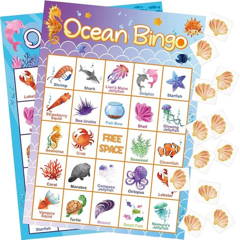 FANCY LAND Ocean Bingo Game 24 Players for Kids Under Sea Party Game Supplies in Saudi Arabia