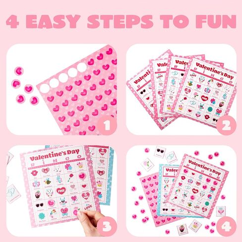 JOYIN 56 Players Valentines Day Bingo Cards (5x5) for Kids School Classroom Exchange Gift Rewards, Valentine’s Fun Party Games, Indoor Family Activities in Saudi Arabia