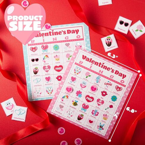 JOYIN 56 Players Valentines Day Bingo Cards (5x5) for Kids School Classroom Exchange Gift Rewards, Valentine’s Fun Party Games, Indoor Family Activities in Saudi Arabia