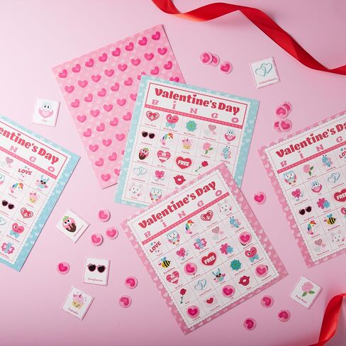 JOYIN 56 Players Valentines Day Bingo Cards (5x5) for Kids School Classroom Exchange Gift Rewards, Valentine’s Fun Party Games, Indoor Family Activities in Saudi Arabia