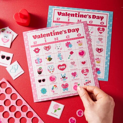 JOYIN 56 Players Valentines Day Bingo Cards (5x5) for Kids School Classroom Exchange Gift Rewards, Valentine’s Fun Party Games, Indoor Family Activities in Saudi Arabia