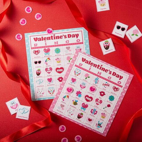 JOYIN 56 Players Valentines Day Bingo Cards (5x5) for Kids School Classroom Exchange Gift Rewards, Valentine’s Fun Party Games, Indoor Family Activities in Saudi Arabia