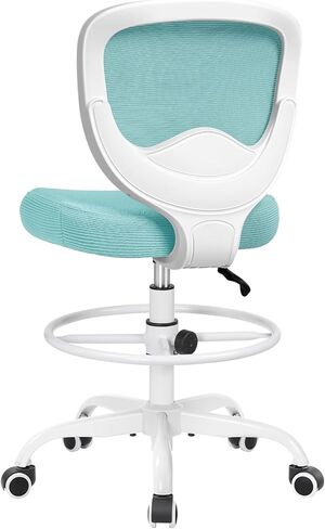 كرسي صياغة كرسي مكتب طويل لكراسي المكتب الدائمة مع مسند للقدمين بارتفاع قابل للتعديل، كرسي مكتب مرتفع بدون ذراعين، مقعد متدحرج مريح in Kuwait