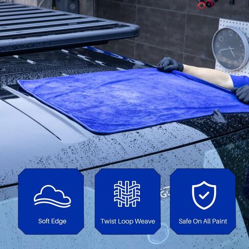 منشفة تجفيف غسيل السيارات من الألياف الدقيقة SGCB Pro، مقاس 81.28 سم × 50.8 سم، كبيرة بتمريرة واحدة طويلة من القطيفة برمائية |جافة + نظيفة| منشفة تنظيف السيارة من الألياف الدقيقة فائقة الامتصاص، سريعة الجفاف لتفصيل السيارة in Kuwait