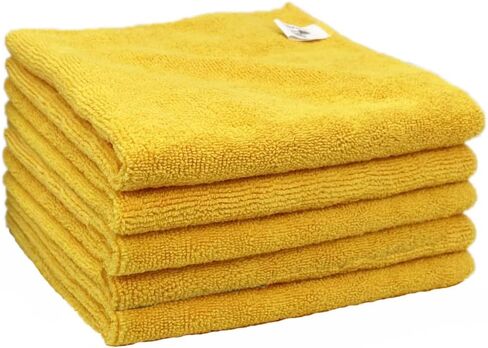 CARCAREZ All-Purpose Microfiber Terry Cleaning Towels - Commercial Grade, Highly Absorbent, Lint-Free, Streak-Free, Kitchens, Bathrooms, Offices, 380gsm, 16in x 16in (Green, 6) in Saudi Arabia
