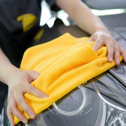 CARCAREZ All-Purpose Microfiber Terry Cleaning Towels - Commercial Grade, Highly Absorbent, Lint-Free, Streak-Free, Kitchens, Bathrooms, Offices, 380gsm, 16in x 16in (Green, 6) in Saudi Arabia